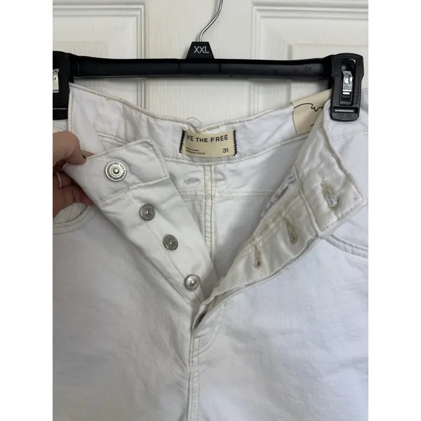 NWT Flawed Free People We the Free White Denim Good Luck Mid Rise Shorts 31 - Image 3