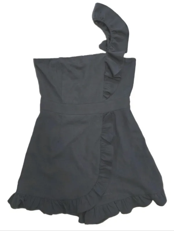 DO+BE Womens Romper Black One-Piece Ruffle Mini Dress One Shoulder Size Large - Image 2
