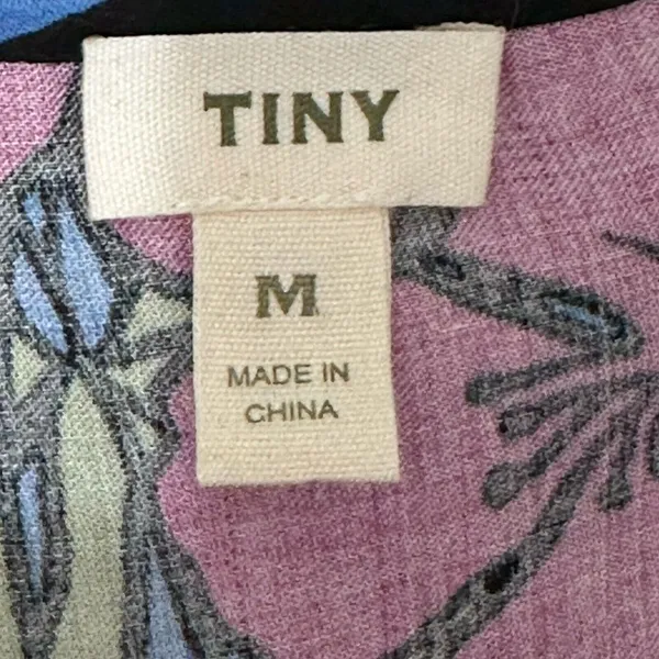 Anthropologie Tiny Womens Finley Faux Wrap Top Black Pink‎ Floral Long Sleeve M - Image 12