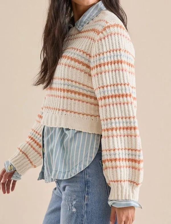 NEW Altar’d State Cropped Striped Sweater Size XL NWT - Image 3