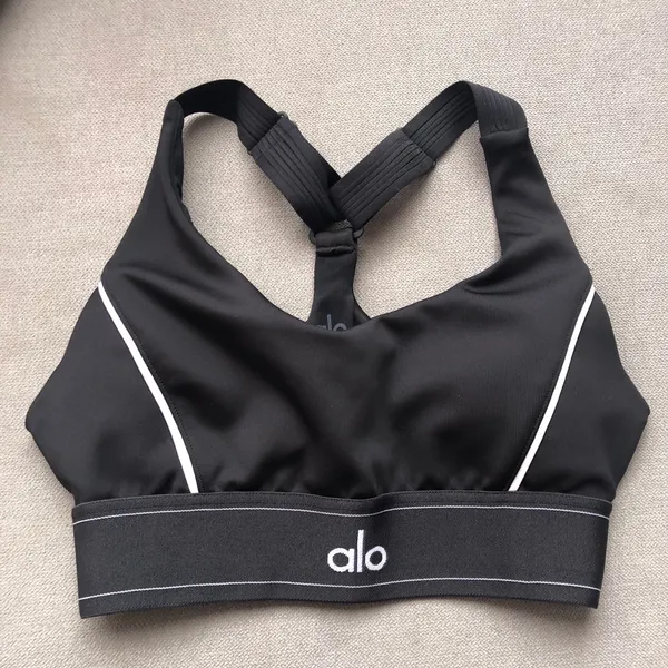 Alo Yoga Airlift Suit Up Bra Black/White Size X-Small - Image 2
