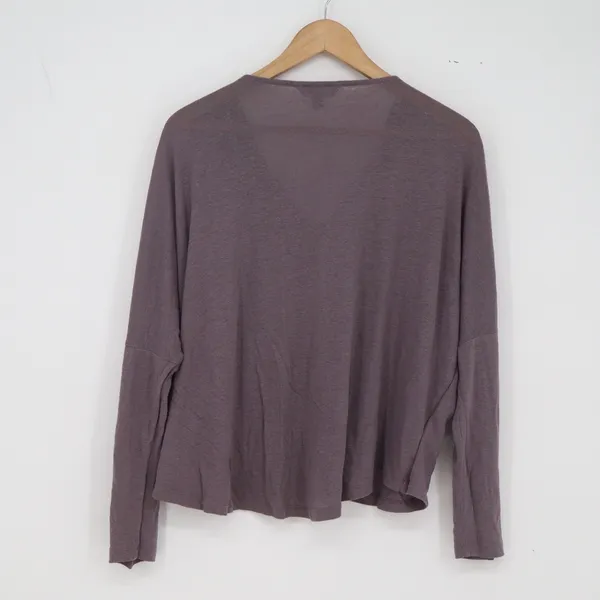 Rock & Republic Linen Top Womens XL Lace-Up V-Neck Purple Dolman Sleeve - Image 4