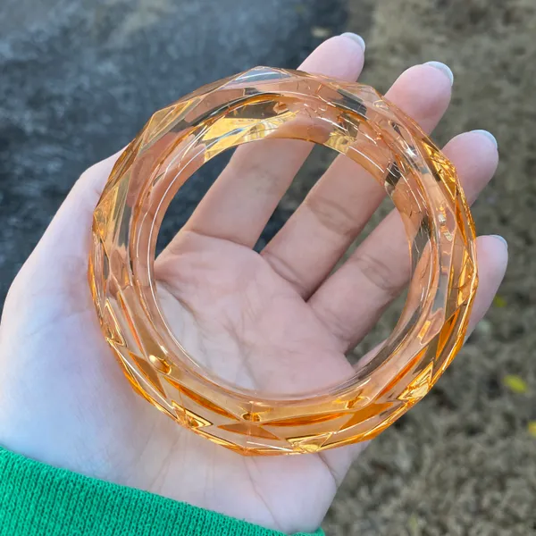 Vintage 60s Chunky Faceted Acrylic Bangle Bracelet - Image 6