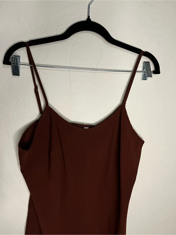 Nanette Lepore Chocolate Brown Slip Sexy Going Out Semi-Sheer Mini Dress - Image 3