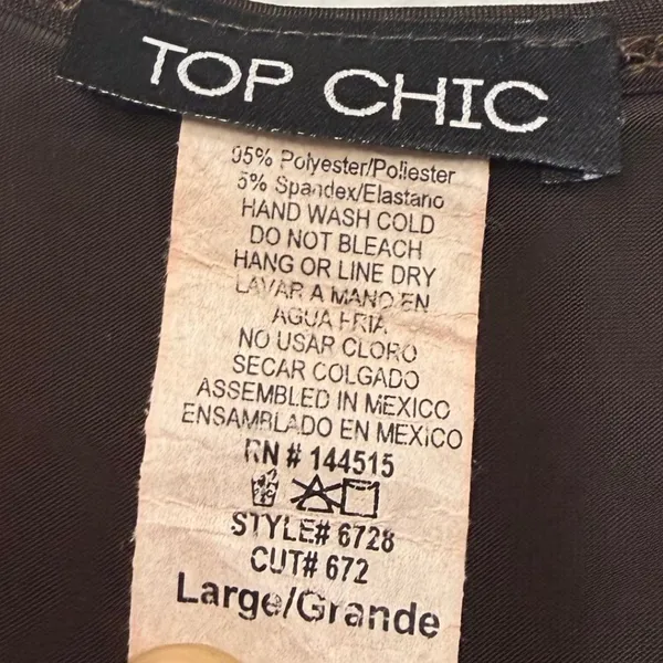 Top Chic L Long Sleeve O-Ring Wrap Crop Top Brown Y2K Clubwear‎ Night Out - Image 6
