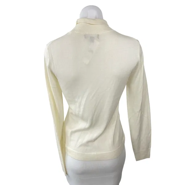 NEW J.Crew Women's Cream Wool Long Sleeve Turtleneck Knit Sweater Top Size S - Image 4