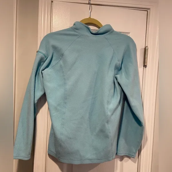 L.L. Bean Size S Aqua Blue Mock Beck Long Sleeve Quarter Zip Pullover Fleece Top - Image 10