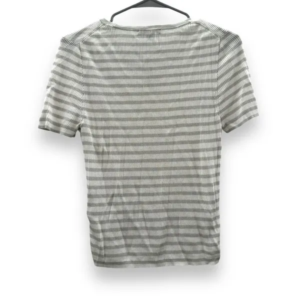 Madewell Micro-Rib Short Sleeve Striped Sweater Tee in‎ Monument Sz M NEW - Image 4