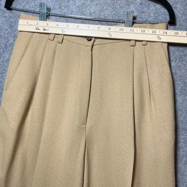 Express Vintage‎ 90s 3 Piece Suit Set 9/10 Camel Tan Wool Blend Blazer Pant Skirt Lined - Image 8