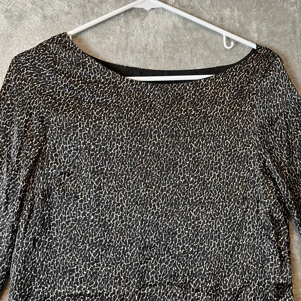 Zara Women's Animal Leopard Print‎ Shift Dress Size Small 100% Silk - Image 2