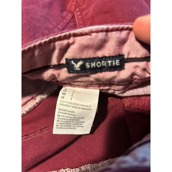 American Eagle Shortie 4 Red Low Rise Chino Shorts Stretch Y2K - Image 4