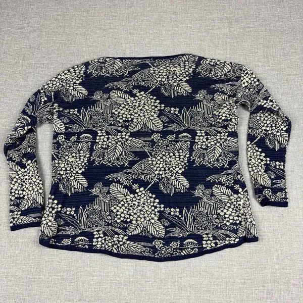 Denim & Supply Ralph Lauren Sweater Womens Small Blue Floral Crew Neck Knit - Image 7