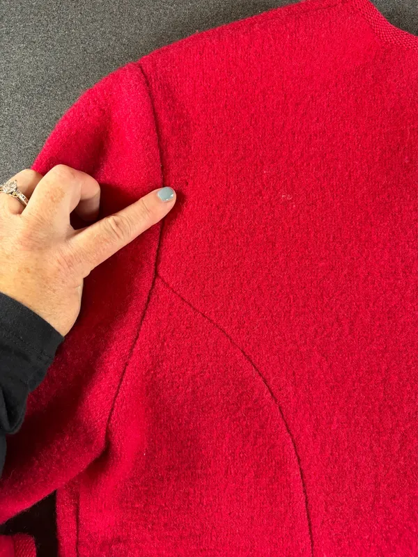 Vintage 1970s Wool Cardigan SIZE 14 100% Pure Wool Moffat Woollens Red Bouclé - Image 12