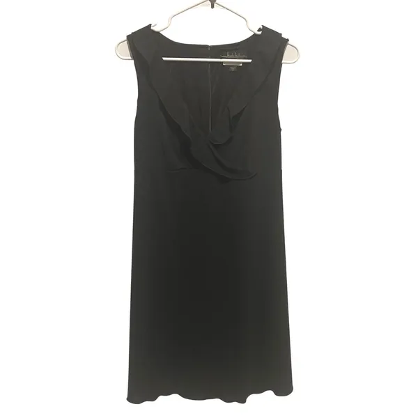 Nicole Miller Maternity Dress Women S Black Ruffle V-Neck Peter Pan Collar Crepe - Image 2