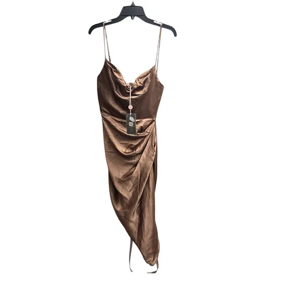 HOUSE OF CB Women Reva Satin Gathered Corset Dress Toffee Size Small $255 NEW - Image 4