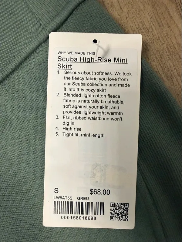 Lululemon Scuba HR Mini Skirt Size S Green - Image 3