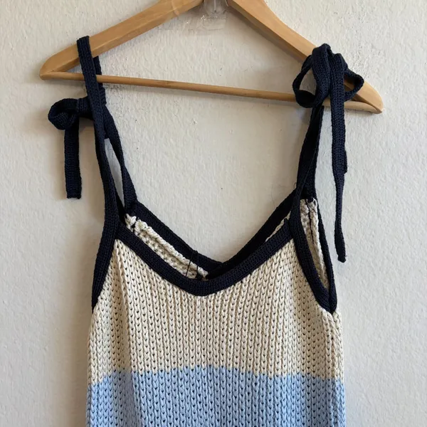 NWOT ZARA Striped Blue Ombre Crochet Chunky Knit Midi Dress Womens Small - Image 7