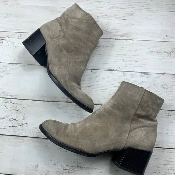 Sam Edelman Suede Ankle Boots Tan Joey Booties 6 1/2 Neutral Boho Minimalist - Image 2