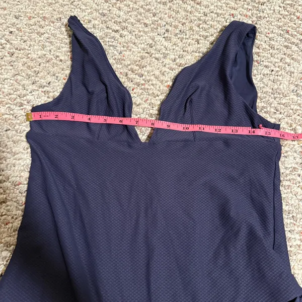 & OTHER STORIES Structured V-Cut Swimsuit Textured Navy- Size 12 - Image 10