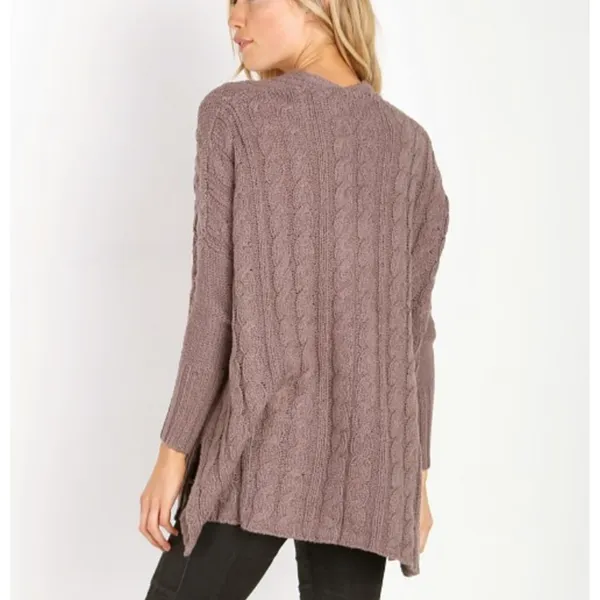 Free people easy cable v neck‎ sweater mushroom - Image 4