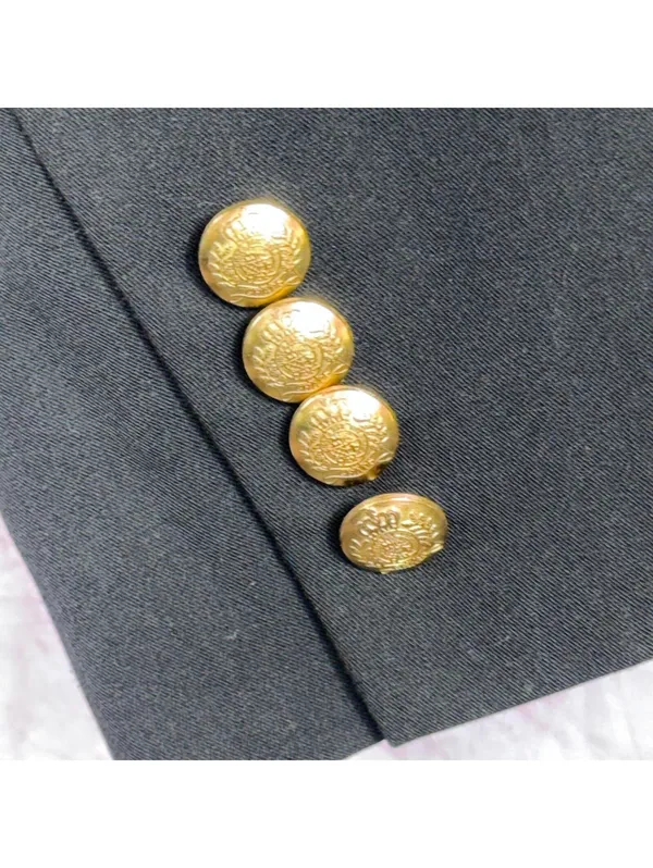 Chaps by Ralph Lauren Black Fitted Blazer with Gold Crest Buttons Size Medium - Image 5