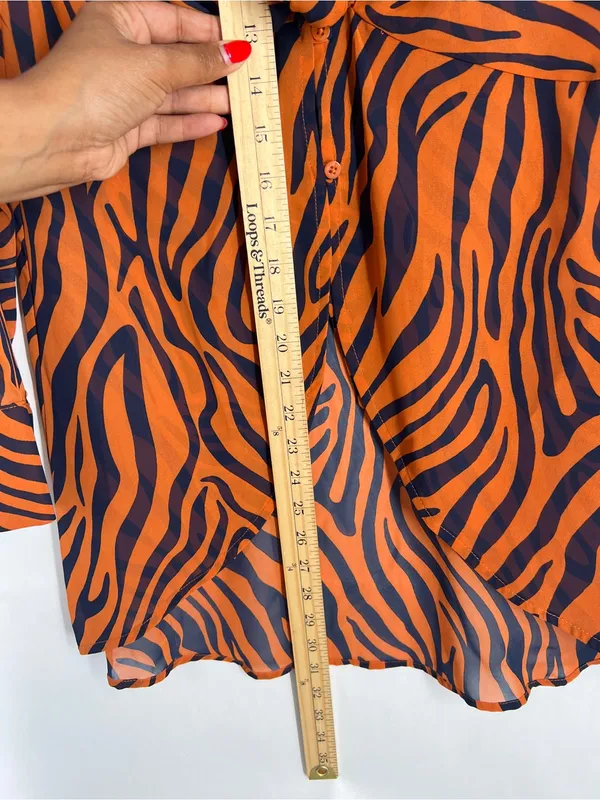 Bar‎ III Zola Zebra Tie Front High Low Blouse XS NWT Desert Mood - Image 13