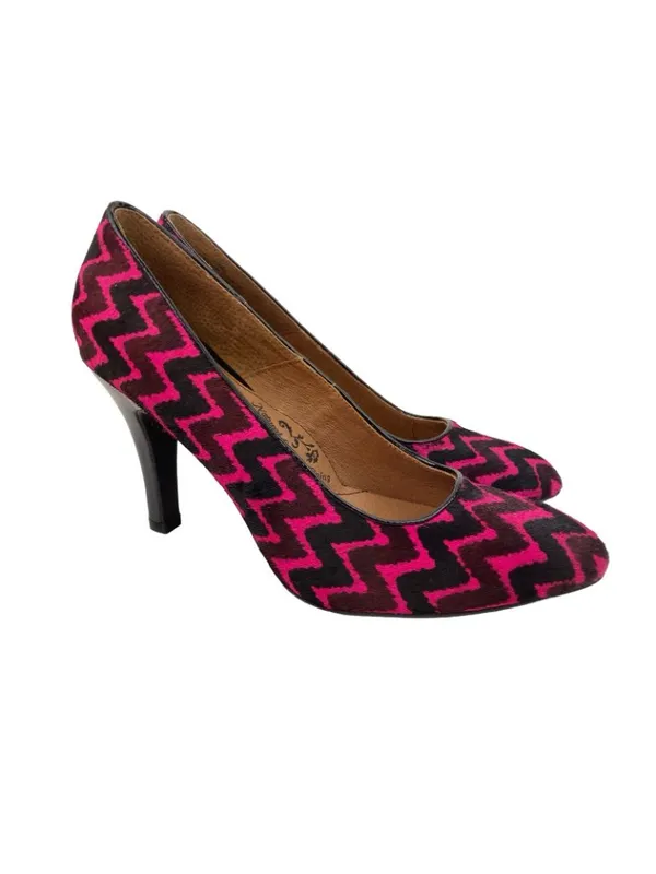 -Sofft Moselle Heels Womens Size 7.5 Pink Black Wave Stripe Calf Leather Pump - Image 6