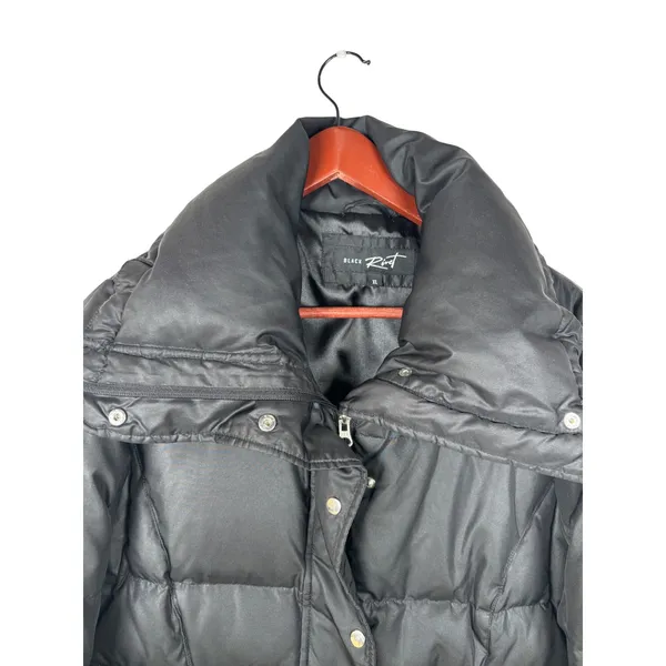 Black Rivet Puffer Coat XL Down Feather Longline Black Quilted Winter‎ Jacket - Image 8