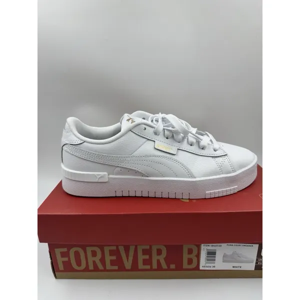 PUMA Court Sneaker, White, Women's Casual Low Top Leather Shoes Size 9 - Image 10