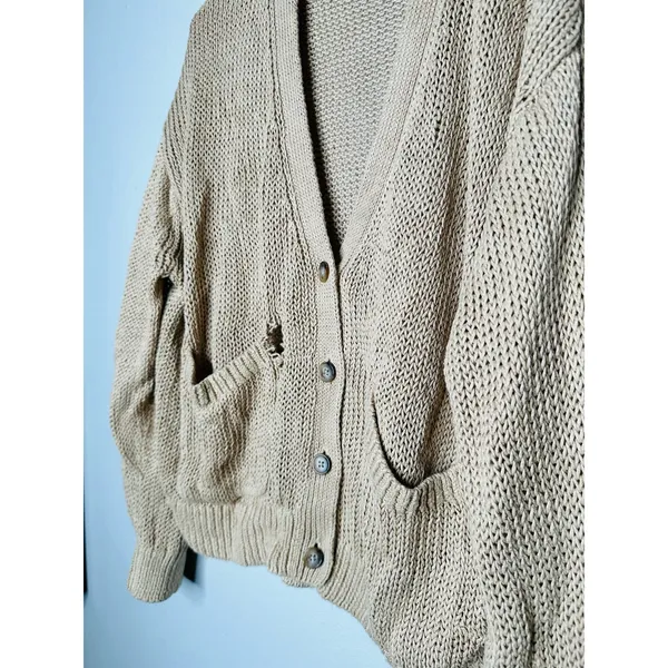 POLO RALPH LAUREN Brown Linen Knit Button Front Cardigan Sweater Size Large - Image 10