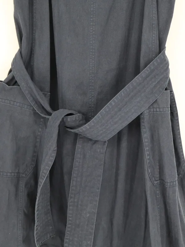 Everlane Denim Apron Midi Dress Women’s Large Navy Organic Cotton Belted Pockets - Image 3