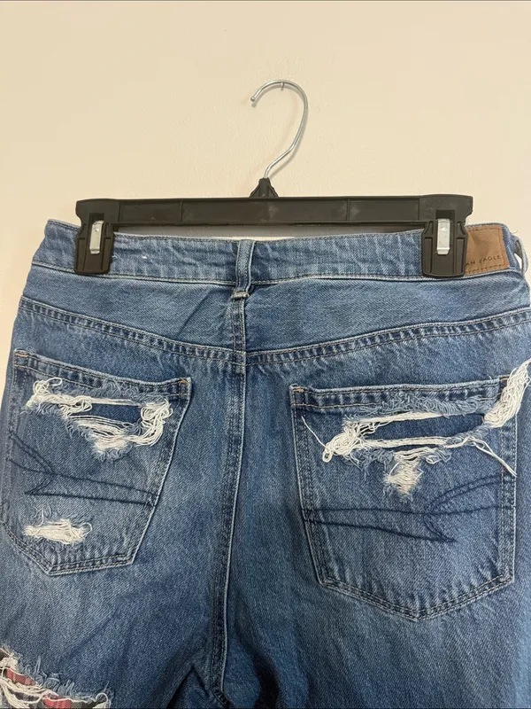 American Eagle Outfitters Ripped Patchwork Straight Mom Jeans - Image 6