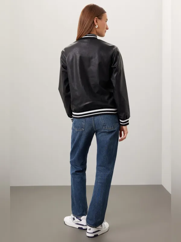 Slate & Willow Varsity Faux Leather Jacket - Image 5