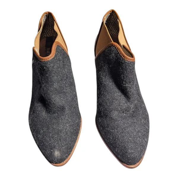 Anthropologie Matt Bernson Marlow Gray Wool Brown Leather Ankle Booties Sz 8 - Image 2