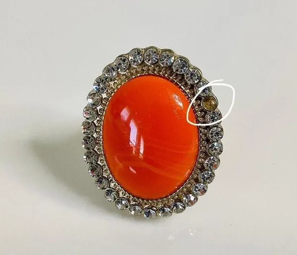 INC Large Coral Stone Ring - Image 8