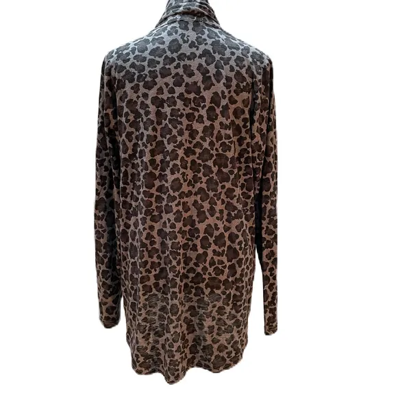 Allen Allen Gray, Black & Purple Leopard Print Open Front Cardigan Size Medium - Image 4
