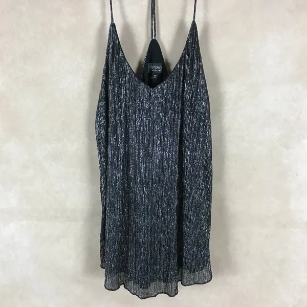 TopShop T-back Silver Metallic Drapey Tank Top Size 4 - Image 8
