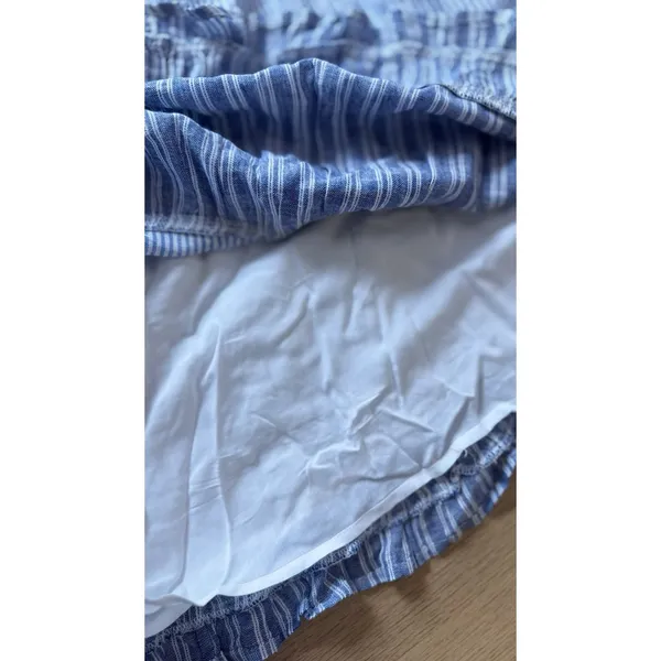 Rails Sandy Mixed Coastal Blue White Ruffled Tiered Linen Dress Sz Small 3025 - Image 9