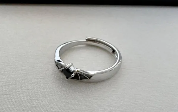 Adjustable Devil Wings Open Ring for Men Women Silver - Image 2