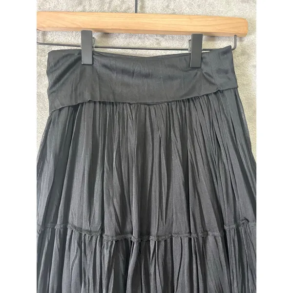 Vintage Y2k Black Tiered‎ Skirt Whimsigoth Flowy Fairycore Dark Romance Medium - Image 2
