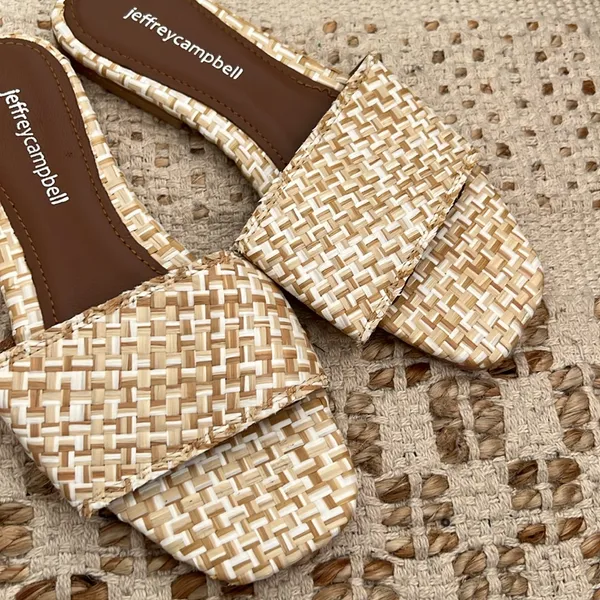 Jeffrey Campbell Raffia Slide Sandals NEW 6 Spring Summer Vacation - Image 2