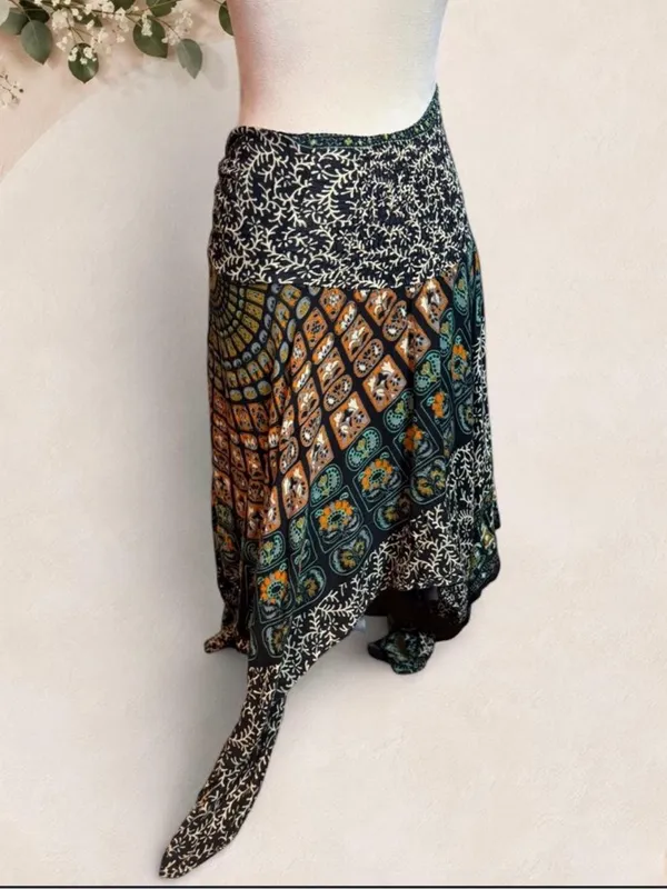 Peaceful People Patchwork Handkerchief Midi Skirt Boho Size M - Image 5
