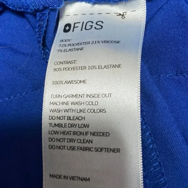 Figs Women's Blue Drawstring High Rise Straight Medical Scrub Pants Size XS - Image 4