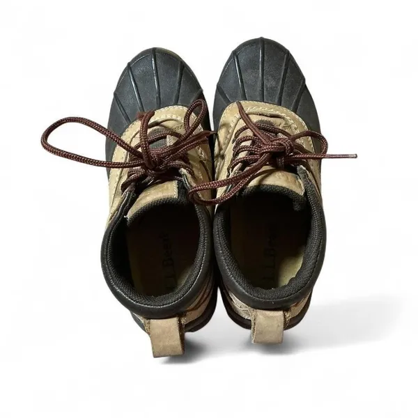 LL Bean Womens Duck‎ Boots Tan Rubber Waterproof Lace Up Size 6 - Image 2