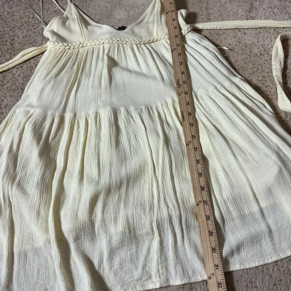 Paper Moon‎ Babydoll Tiered Rayon Dress Braided Empire Waist PD15573 Womens L - Image 2