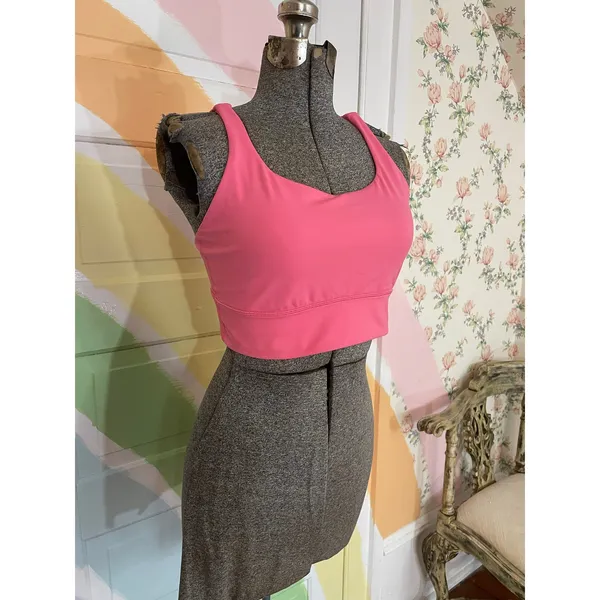 Lululemon Pink Strappy Back Longline Sports Bra Yoga Gym Activewear Medium - Image 2