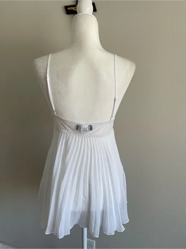 Sheer Lace-Trim White Chiffon Babydoll Top - Women - Image 5