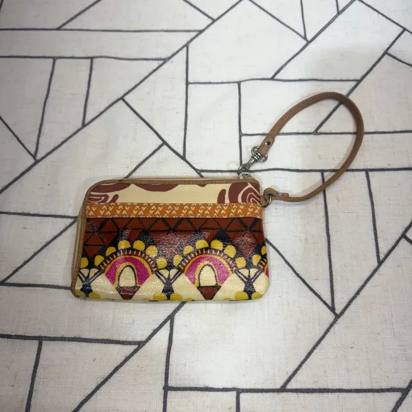 Fossil Key-Per Wristlet OS Multi-Color‎ Tribal Geometric Coated Canvas SL2901 - Image 2