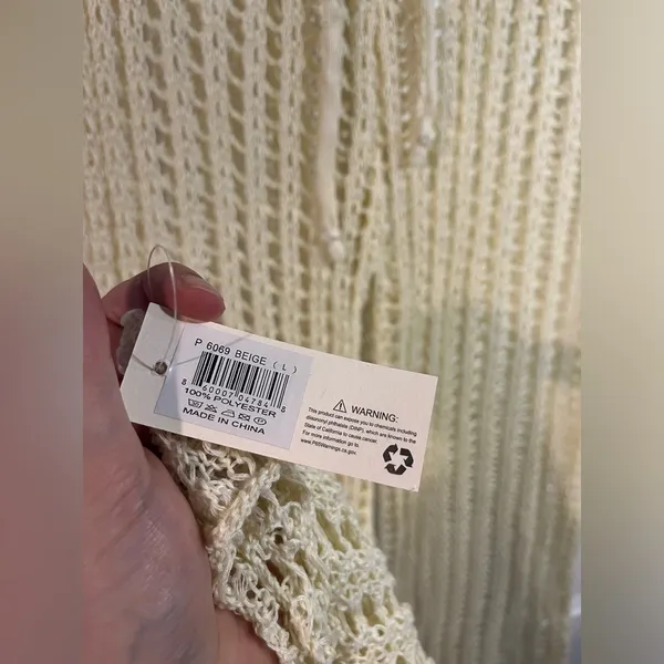Odiva NWT Crochet Pullover Swimwear Cover Up Pants Size Large in Crème Color - Image 16