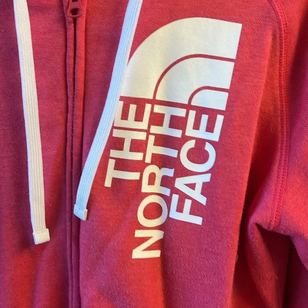 The North Face Pink and White Full Zip Hoodie Size Large - Image 2